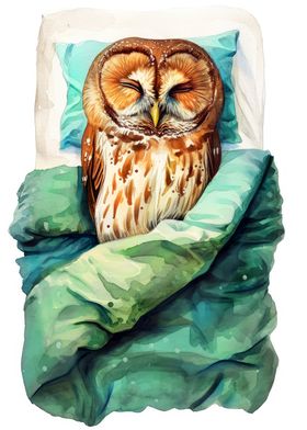 Sleeping owl bird art