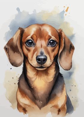 Dachshund Dog Watercolor