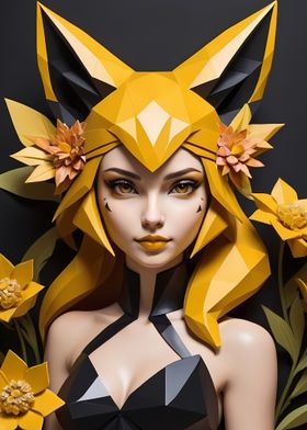 Low Poly Floral Fox Girl 2