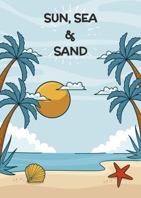 Sun Sea Sand Cartoon