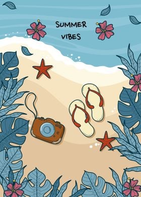 Summer Vibes Cartoon Text