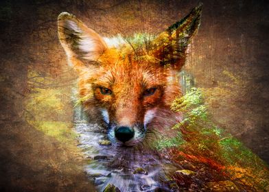 Forest Fox Double Exposure