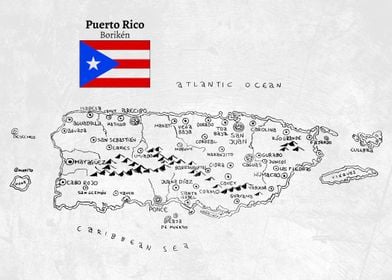 Handdrawn Puerto Rico Map