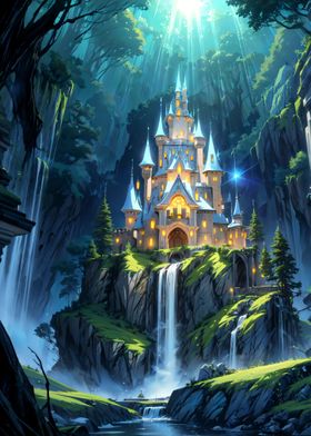 Fantasy Castle Waterfall