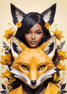 Low Poly Floral Fox Girl 4