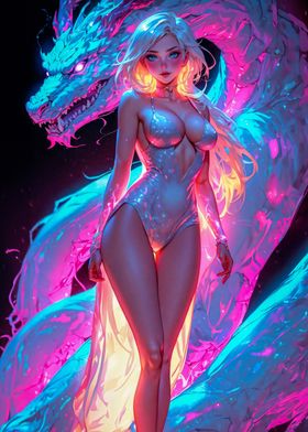 Neon Dragon Woman