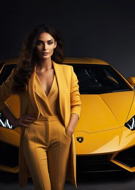 Lamborghini car and girl