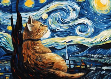 Starry Night Cat