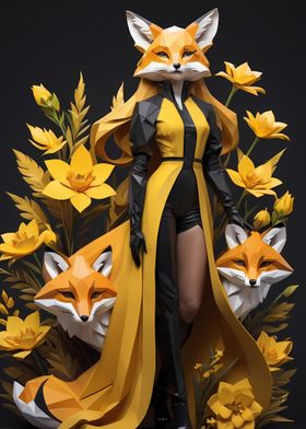Low Poly Floral Fox Girl 5