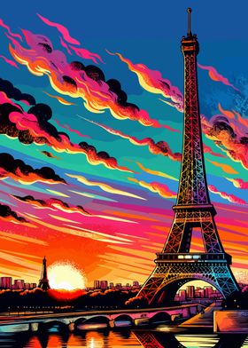 Eiffel Tower wpap pop art