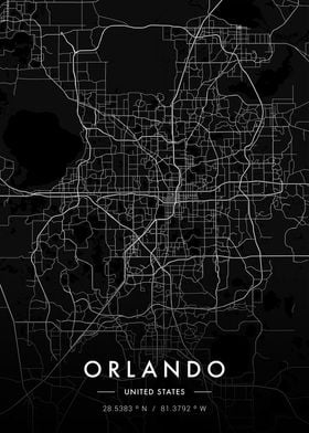 Orlando City Map Dark