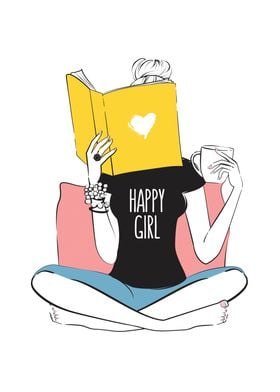 Happy Girl Reading