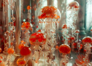 Glass jelly fish flowers