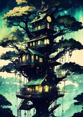 Green Neon Tree House 