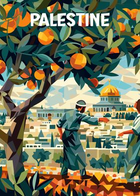 Palestine Oranges Cubism 