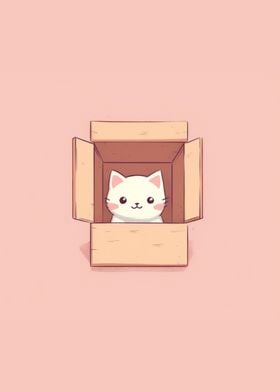 Cat in a cardboard house