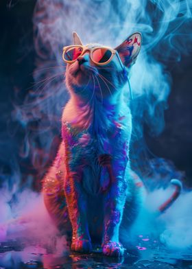 Cat In Colorful Paint
