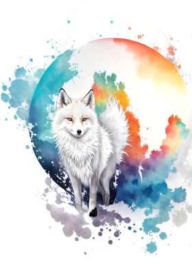 Watercolor Snow Fox