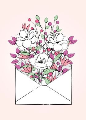 Romantic Flower Letter