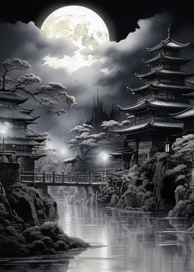 Moon Japanese Landscape