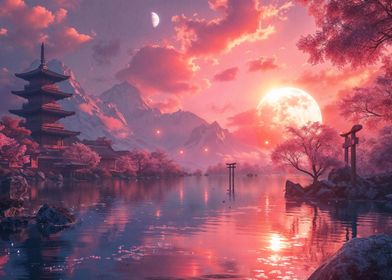 Japan Sakura Sunset 