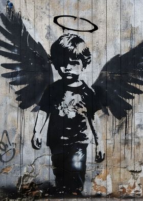 Banksy Art Little Boy 