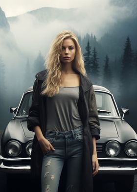 Nordic woman and car