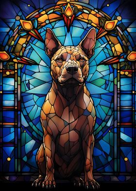 Pit bull dog Stained Glass