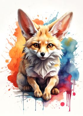 Watercolor Fennec Fox