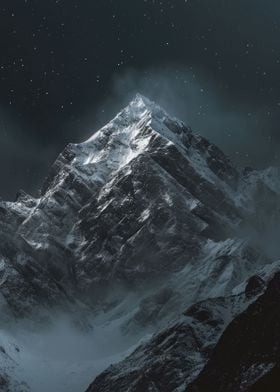 Snowy Mountain Starry Sky