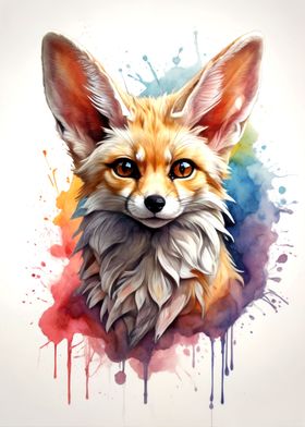 Watercolor Fennec Fox