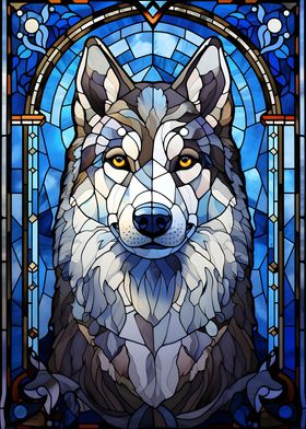 Husky dog Stained Glass