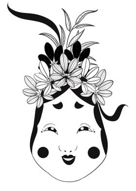 Smiling floral Sumo mask