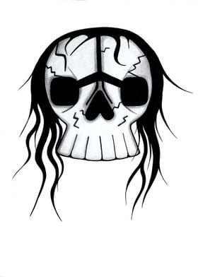 Skull with long hair