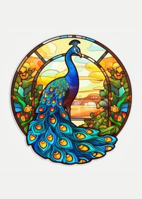 Stained glass peacock