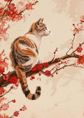 cat cherry blossom