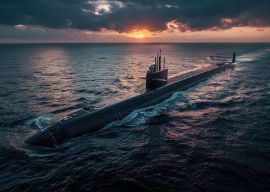 Submarine in sea