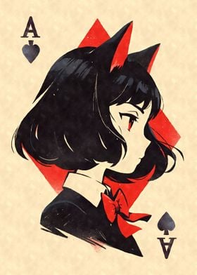 Anime Girl Ace Card