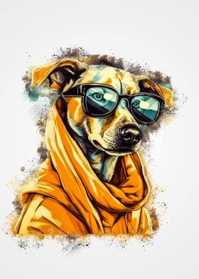 Dog in fashion sunglasses