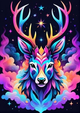 Neon Colorful Deer