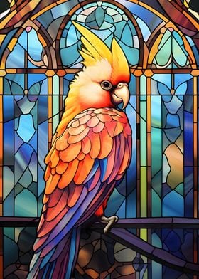 Cockatiel Stained Glass