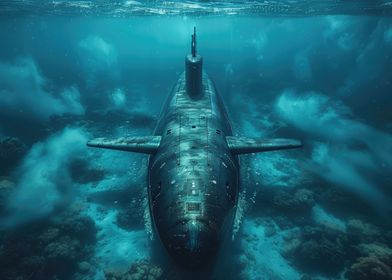 Submarine in sea