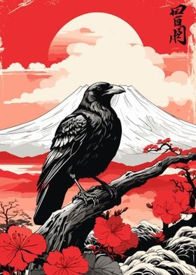 Crow in Japanese Fuji