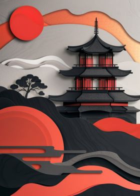 Japan Temple Paper Craft