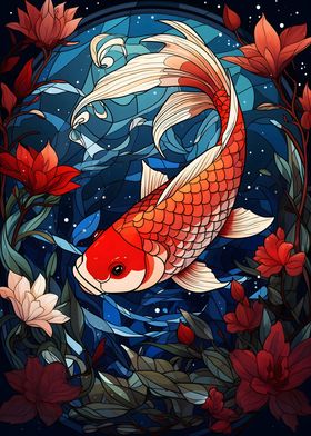 Koi fish Stained Glass
