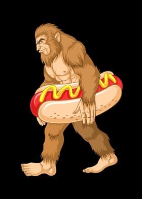 Bigfoot Carrying Hot dog