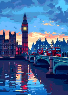 London Big Ben Pixel Art