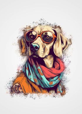 Dog with glasses