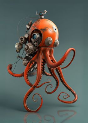 Retro Robot Octopus