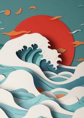 Great Wave Paper Craft